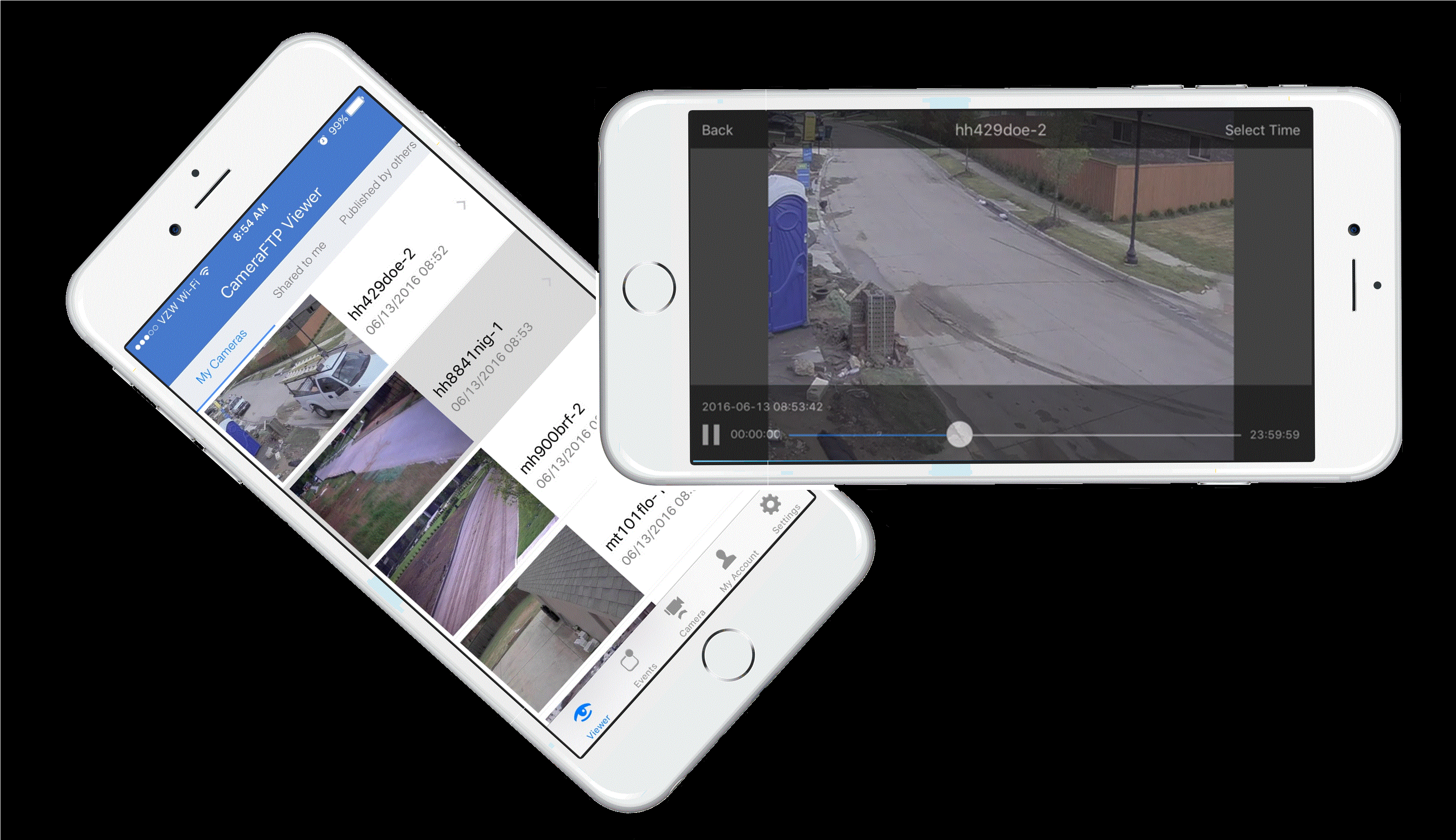 Smartphone view of surveillance footage